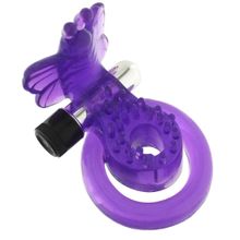 Seven Creations Эрекционное кольцо с вибрацией COCK BALL RING BUTTERFLY JELLY VIBE (фиолетовый)