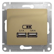 Розетка 2xUSB GLOSSA, титан |  код. GSL000433 |  Schneider Electric