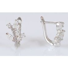 Серьги серебряные с хрусталём "Ветка"