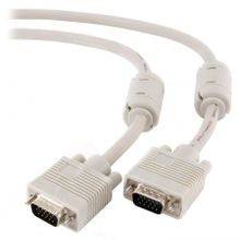 Кабель VGA 15M-15M, 5 м, серый, 2 фильтра, тройной экран, Cablexpert (CC-PPVGA-5M)