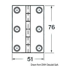 Osculati S.S blind hinge 76x51 mm rect, 38.821.03