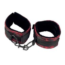 Атласные наручники Scandal Universal Cuffs с цепью черный с красным