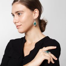 Серьги с малахитом (посеребрение), Magia di Natura (арт. 56912-3026)