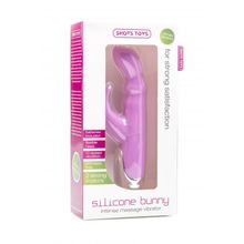 Shots Media BV Розовый вибратор Silicone Bunny с клиторальным отростком - 16,5 см.