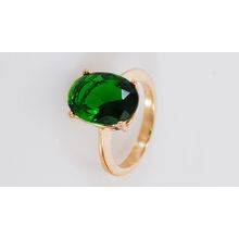 кольцо фианит зеленый овал