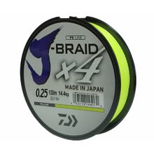 Леска плетеная Daiwa J-Braid X4 135м 0,25мм желтая