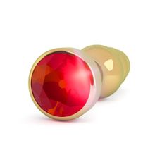Золотистая анальная пробка-ёлочка с красным кристаллом - 11,5 см. Красный