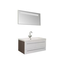 Aquanet Мебель для ванной Нота 100 алюминий (венге фасад белый) - Раковина-столешница Нота-100