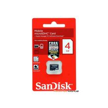 Карта памяти MicroSDHC 4Gb SanDisk Class4