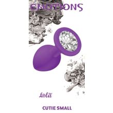 Lola toys Малая фиолетовая анальная пробка Emotions Cutie Small с прозрачным кристаллом - 7,5 см. (прозрачный)