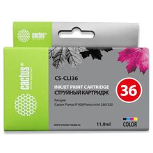 Картридж струйный Cactus CS-CLI36 многоцветный для Canon Pixma 260 (11.8мл)