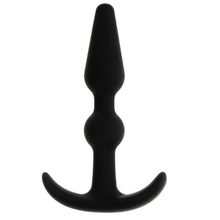 Чёрный массажер для анальной стимуляции T-SHAPE SILICONE BUTT PLUG BLACK - 8,9 см. Черный