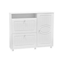 Система Мебели Тумба под обувь 2-х секционная с дверью Монако МН-24 белое дерево