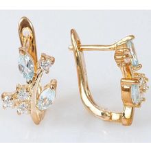 Серьги с голубым топазом "Ветка"