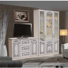 Стенка "Вивальди-1" компл.2 белое дерево, патина черная