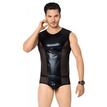 Соблазнительный костюм с wet-look вставками (XL   черный)
