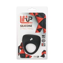 Dream Toys Чёрное эрекционное кольцо LIT-UP SILICONE STIMU RING 7 (черный)