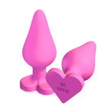 Розовая анальная пробка с основанием-сердечком NAUGHTY CANDY HEART BE MINE - 8,8 см. Розовый