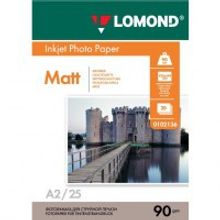 LOMOND 0102136 фотобумага матовая односторонняя для струйной печати А2 (420 х 594) 90 г м2, 25 листов