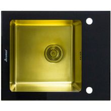 Мойка Seaman Eco Glass SMG-610B Gold (PVD), вентиль-автомат