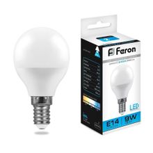 Feron Лампа светодиодная Feron E14 9W 6400K Шар Матовая LB-550 25803 ID - 234998