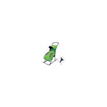 Санки-коляска Еду-Еду Форсаж 2, плоские полозья,козырек,ремень безопасности,чехол для ног,колесо, зеленый