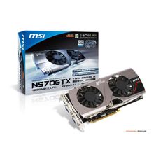 Видеокарта 1280Mb &lt;PCI-E&gt; MSI N570GTX TWIN FROZR III PE OC с CUDA &lt;GFN570, GDDR5, 320 bit, HDCP, 2*DVI, mini HDMI, Retail&gt;