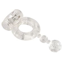 ToyFa Прозрачное эрекционное кольцо с вибратором и хвостом (прозрачный)
