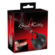 Чёрное эрекционное лассо с подхватом мошонки Bad Kitty Черный