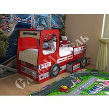 Детская кровать Пожарная машина с ящиками
