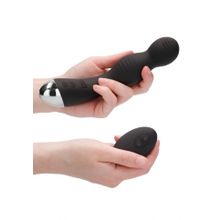 Черный гладкий вибромассажер с электростимуляцией и пультом ДУ E-Stim G P-Spot Vibrator - 19,5 см. (206509)