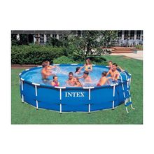 INTEX Бассейн INTEX круглый Metal Frame 366*99 см (фильтр+лестница) - Бассейн с фильтром и лестницей (артикул 54424)