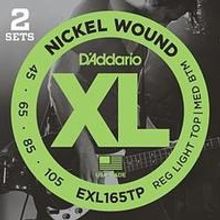 EXL165TP Nickel Wound Струны для бас-гитары, Custom Light, 45-105, 2 комплекта, Long, DAddario