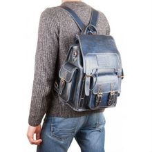 Кожаный рюкзак Кэмэл эксклюзив синий