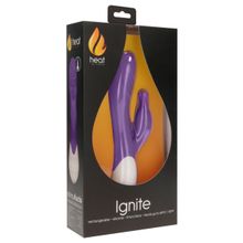 Фиолетовый вибратор-кролик G Ignite с функцией нагрева - 20,8 см.