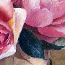 Картина на холсте маслом "Дикие розы в плетеной корзинке"