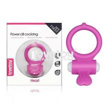 Lovetoy Розовое виброкольцо для пениса Power Heart Clit Cockring (розовый)