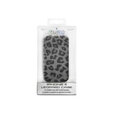 PURO Leopard Vertical Flip для iPhone 4 4S, (эко-кожа, черный)