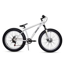 Велосипед фетбайк Okkervil GH-14702 для взрослых (7 скоростей Shimano TZ-50, рама - легкий сплав, колеса 26 х 4, телескопическая передняя вилка, дисковые тормоза, 16.5кг) цвет белый, черный, выставочный