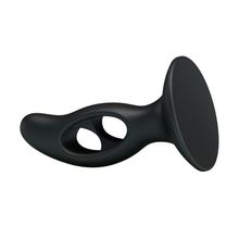  Чёрный массажёр простаты Silicone Butt Plug - 9,3 см.