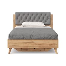 Алмаз. Любимый дом Марта-2 Кровать 1200 (с КО и мягкой накладкой, каретная стежка Capri 24) (Дуб Золотой Серый)