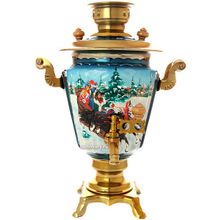 Электрический самовар 3 л с росписью "Тройка зимняя", арт. 130266