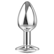Малая серебристая анальная пробка Diamond Clear Sparkle Small с прозрачным кристаллом - 7 см. (93790)