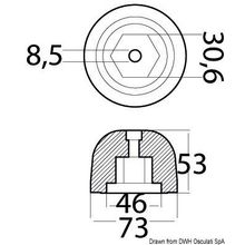 Osculati Aluminium spare anode orig. ref. 501180, 43.070.28