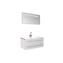 Aquanet Мебель для ванной Нота 100 алюминий (белый) - Набор мебели стандартный (зеркало, раковина-столешница, тумба)