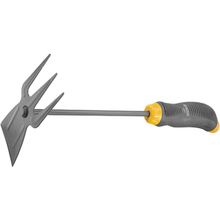 Мотыжка комбинированная, профиль "трапеция" и 3-зубая, эргономичная двухкомпонентная рукоятка Palisad Luxe 62379