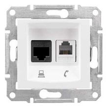 Розетка 2xRJ11+RJ45 Cat.5 SEDNA, белый |  код. SDN5100121 |  Schneider Electric