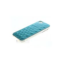Задняя накладка для iPhone 5 кожа ромбы голубая 00020895