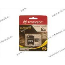 Флеш накопитель Micro SDHC Card  8Гб Transcend Class 10 с адаптером SD