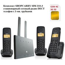 Комплект SHOPCARRY SIM 310-3 стационарный сотовый радио DECT телефон с 3-мя. трубками GSM 4G 3G WIFI и роутер универсальный